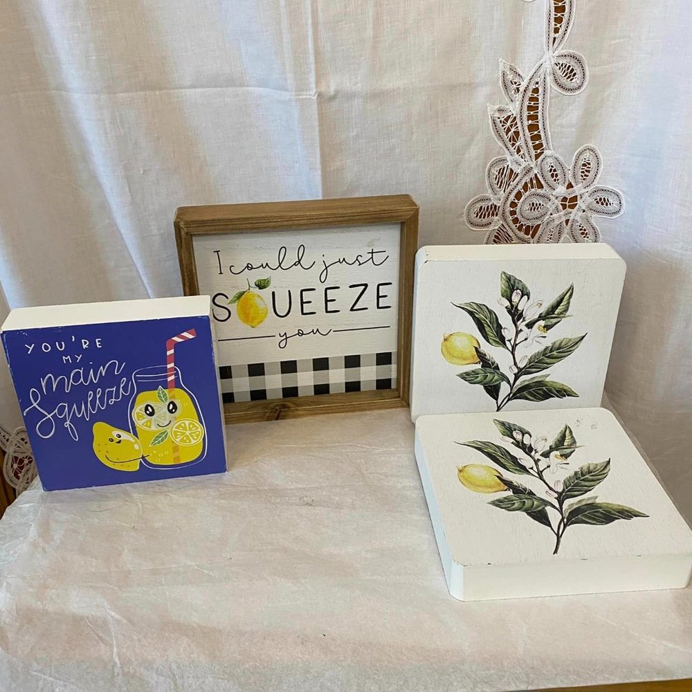 Hobby Lobby Set of 4 Lemon Pun Wooden Plaques